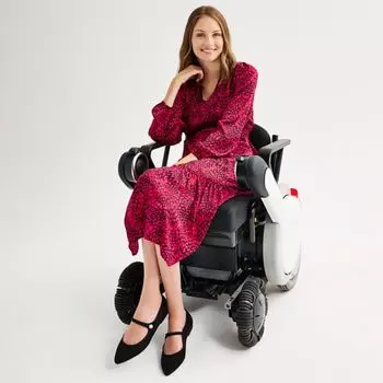 Женское адаптивное платье миди с v-образным вырезом Nine West, цвет red dizzy dots