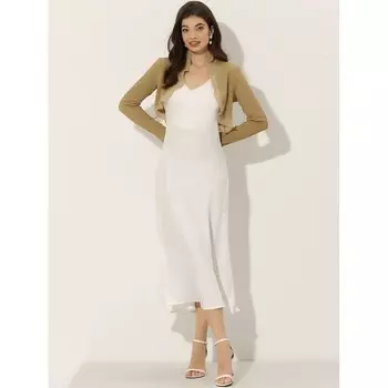 Женское элегантное укороченное болеро с длинными рукавами, текстурированное болеро с открытой передней частью и рюшами ALLEGRA K, цвет Light Purple