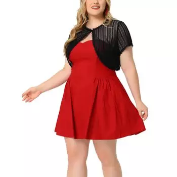 Женское элегантное укороченное кружевное платье больших размеров с коротким рукавом и цветочным принтом Agnes Orinda, белый