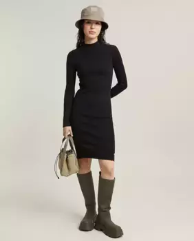 Женское эргономичное узкое платье в рубчик G-Star Raw, черный