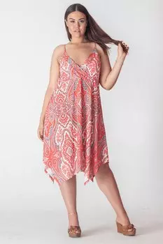 Женское асимметричное платье большого размера с гранатовым ремнем 65n35435 ans, розовый