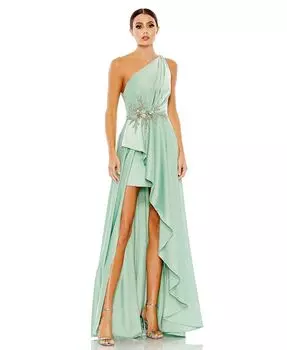 Женское асимметричное платье на одно плечо с украшением Mac Duggal, зеленый