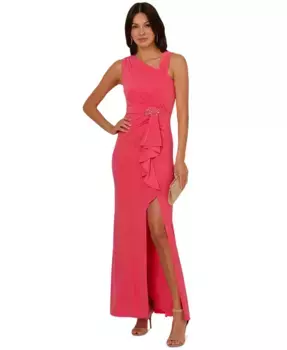 Женское асимметричное платье с рюшами Adrianna Papell, розовый