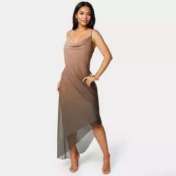 Женское асимметричное шифоновое платье с эффектом омбре Bebe, коричневый