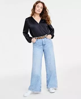 Женское атласное боди с воротником-стойкой On 34th, черный