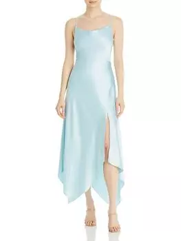 Женское атласное драпированное платье миди Aqua, цвет aqua
