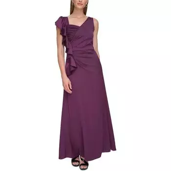 Женское атласное каскадное вечернее платье с оборками DKNY