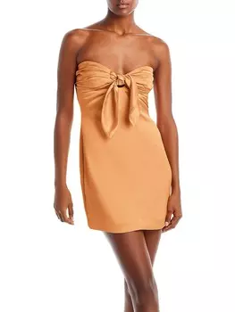 Женское атласное мини-платье для коктейлей и вечеринок Orion Ramy Brook, персик