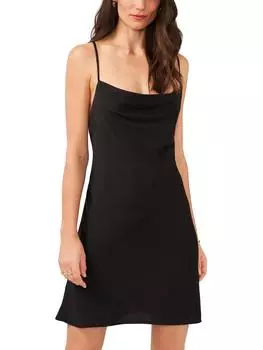 Женское атласное мини-платье-комбинация 1.State, черный