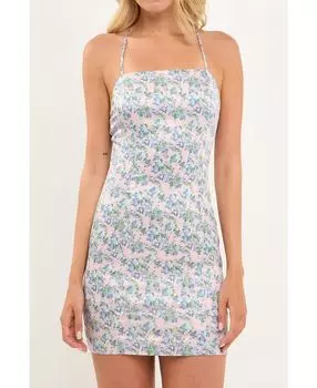 Женское атласное мини-платье с цветочным принтом endless rose
