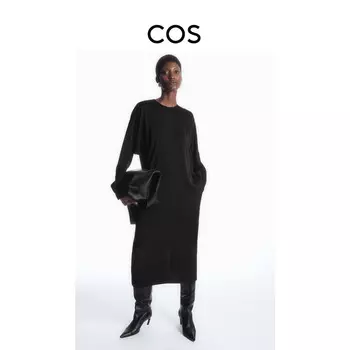 Женское атласное платье Cos с рукавами «летучая мышь», черный