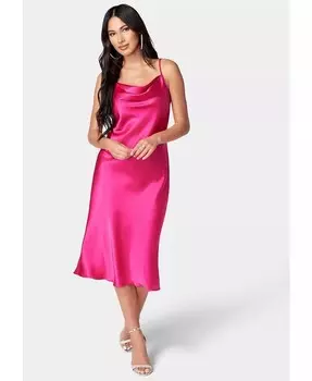 Женское атласное платье-комбинация миди Bebe, розовый