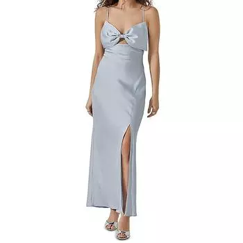 Женское атласное платье макси с бантом ASTR the Label, синий