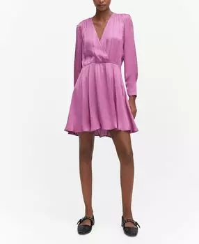 Женское атласное платье с запахом MANGO, розовый