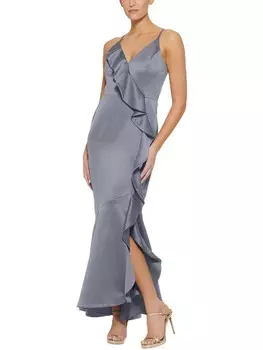 Женское атласное вечернее платье макси DKNY, синий