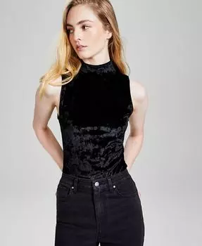 Женское бархатное боди без рукавов с вырезом под горло And Now This, черный
