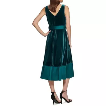 Женское бархатное платье миди с запахом DKNY, зеленый
