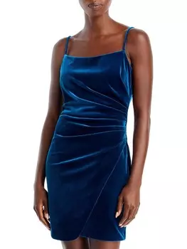 Женское бархатное платье с запахом и сборками Aqua, цвет Teal