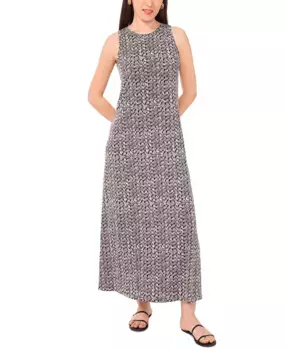 Женское бесшовное макси-платье с круглым вырезом и вырезом на спине с принтом Vince Camuto, черный