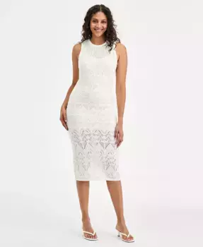 Женское безрукавное трикотажное платье миди Bar III, белый