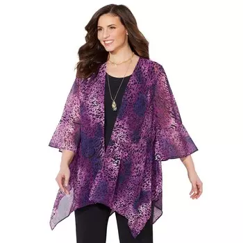 Женское безсезонное кимоно с каскадом CATHERINS больших размеров Catherines, цвет Dark Violet Ombre