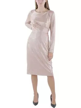 Женское блестящее коктейльное и вечернее платье миди Lauren Ralph Lauren, цвет Pink/Silver