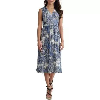 Женское блузоновое платье-миди из полиэстера DKNY, синий/черный