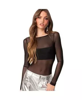 Женское боди-бандо из прозрачной сетки Edikted, черный