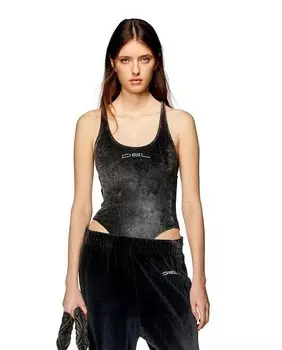 Женское боди без бретелек с логотипом Diesel, черный