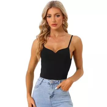 Женское боди без рукавов с вырезом в форме сердца Y2k, базовая клубная одежда, боди, майка ALLEGRA K, черный