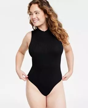 Женское боди без рукавов в рубчик с воротником-стойкой On 34th, черный
