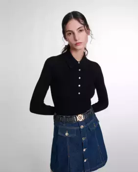 Женское боди из шерсти и шелка Maje, черный