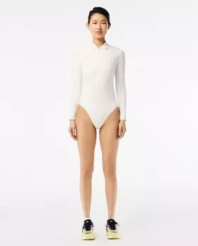 Женское боди Lacoste из переработанного полиамида с воротником и молнией Lacoste, белый