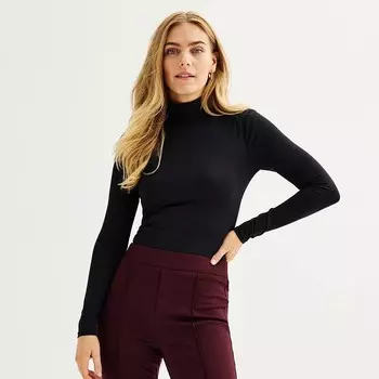 Женское боди Nine West со скульптурным воротником и длинными рукавами, цвет Mineral Blk