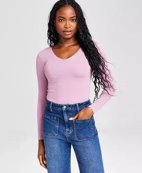 Женское боди с длинными рукавами и V-образным вырезом And Now This, фиолетовый
