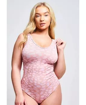 Женское боди с круглым вырезом и леопардовым принтом qiana recycled - норка Twill Active, розовый