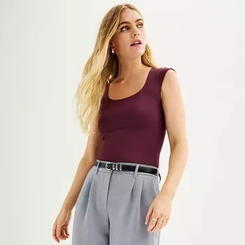 Женское боди с квадратным вырезом и рукавами Nine West Sculpt, цвет Maddie Plum