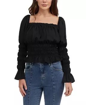 Женское боди со сборками и усилителем; Топ с рукавами Bebe, черный