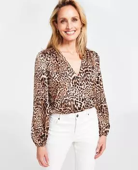 Женское боди Surplice с длинными рукавами и принтом I.N.C. International Concepts