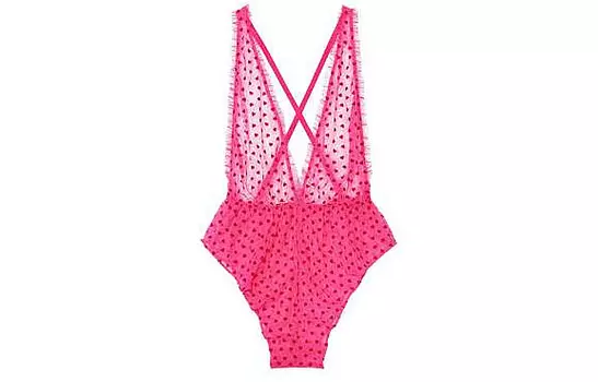 Женское боди Victoria's Secret, цвет Barbie pink heart print