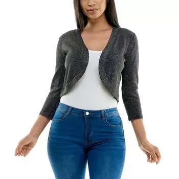 Женское болеро блестящего металлик Nina Leonard, черный