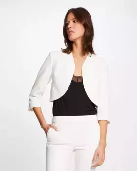 Женское болеро из однотонной ткани с рукавами 3/4 Morgan, цвет Crudo