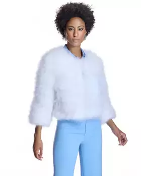 Женское болеро из перьев марабу с французским рукавом Maximilian, белый