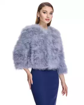 Женское болеро из перьев марабу с французским рукавом Maximilian, серый