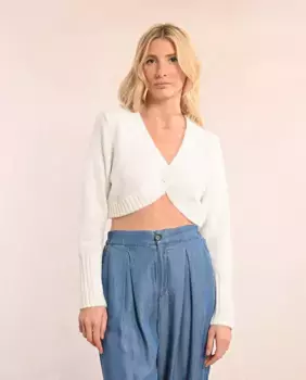 Женское болеро с длинными рукавами и отделкой в рубчик Molly Bracken, белый