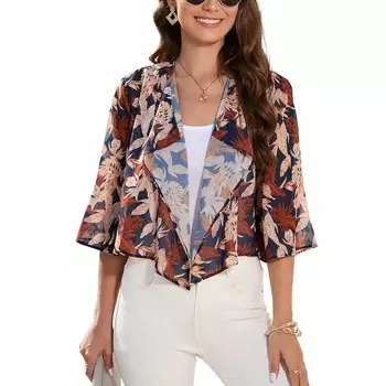 Женское болеро с плечами, укороченные кардиганы с рукавами «летучая мышь» и шифоновыми прозрачными плечами MISSKY, цвет Maple Leaf