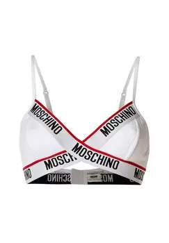 Женское бюстье - без косточек, бюстгальтер, бюстгальтер, логотип, хлопок стрейч MOSCHINO, белый