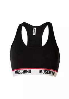 Женское бюстье - бюстгальтер, спортивный бюстгальтер, спинка-борцовка, хлопок стрейч, однотонное MOSCHINO, черный