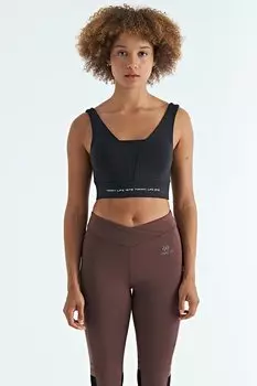 Женское бюстье приталенного кроя из ткани для дайвинга с цветным принтом черного цвета TOMMYLIFE