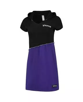 Женское черно-фиолетовое мини-платье с капюшоном Minnesota Vikings Refried Apparel, черный